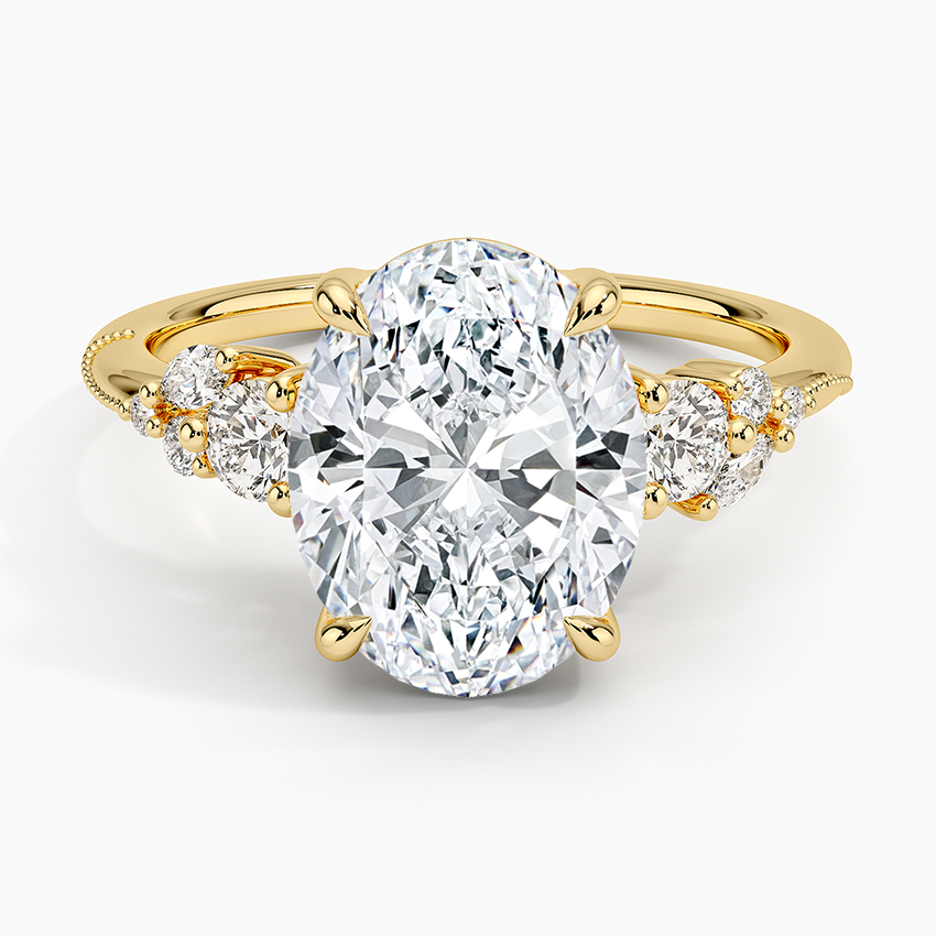 Camellia Three Stone Diamond Ring (1/3 ct. tw.) Yellow Gold 18k Oval Engagement Ring