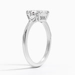 Camellia Three Stone Pear Diamond Ring Platinum Marquise Engagement Ring