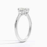 Camellia Three Stone Pear Diamond Ring Platinum Oval Engagement Ring