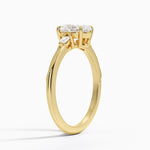 Camellia Three Stone Pear Diamond Ring Yellow Gold 18k Oval Engagement Ring