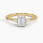 Camellia Three Stone Pear Diamond Ring Yellow Gold 18k Emerald Engagement Ring