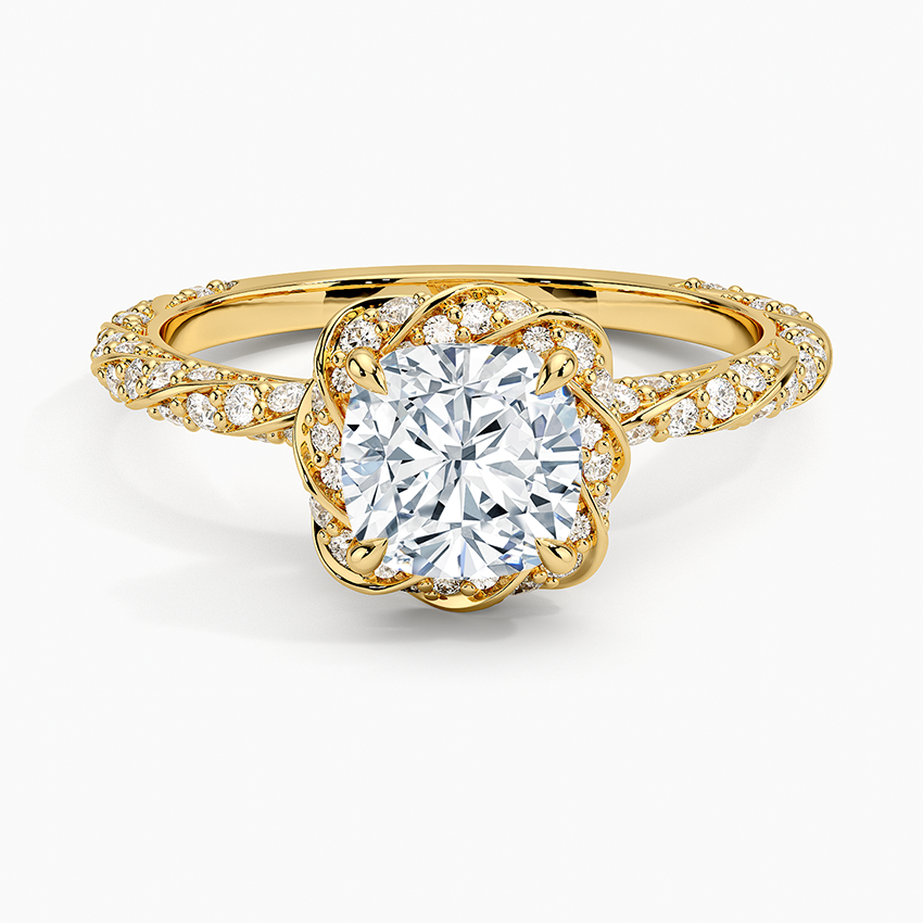Nova Halo Diamond Ring (1/2 ct. tw.) Yellow Gold 18k Cushion Engagement Ring