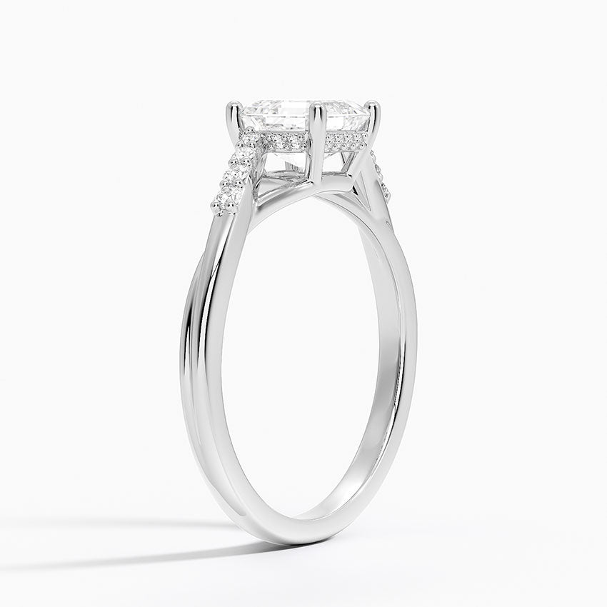Chamise Hidden Halo Diamond Ring Platinum Asscher Engagement Ring
