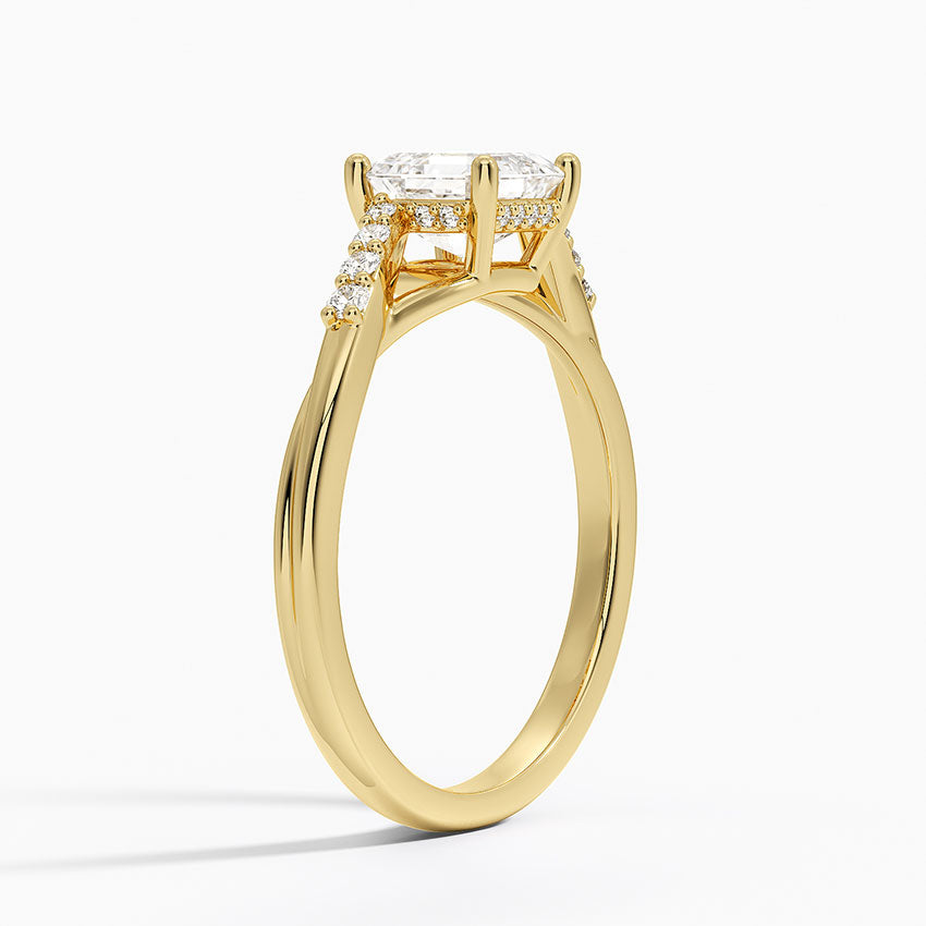 Chamise Hidden Halo Diamond Ring Yellow Gold 18k Asscher Engagement Ring