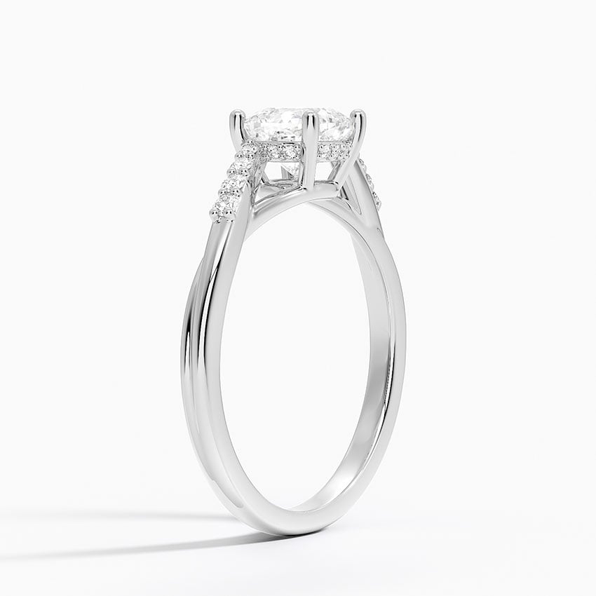 Chamise Hidden Halo Diamond Ring Platinum Cushion Engagement Ring