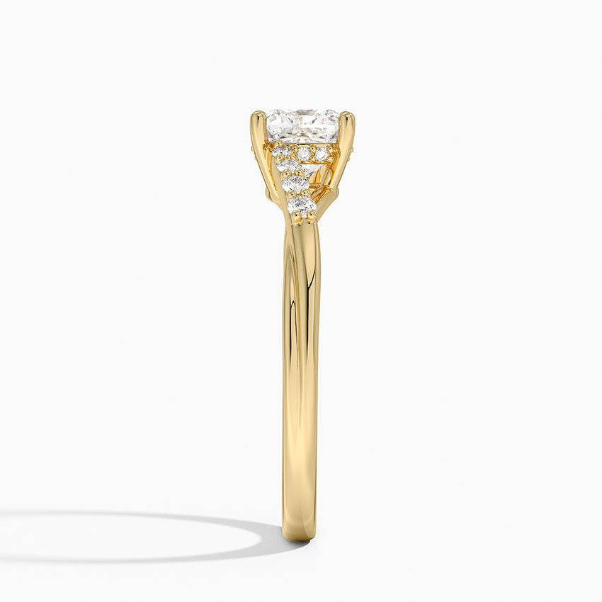 Chamise Hidden Halo Diamond Ring Yellow Gold 18k Cushion Engagement Ring