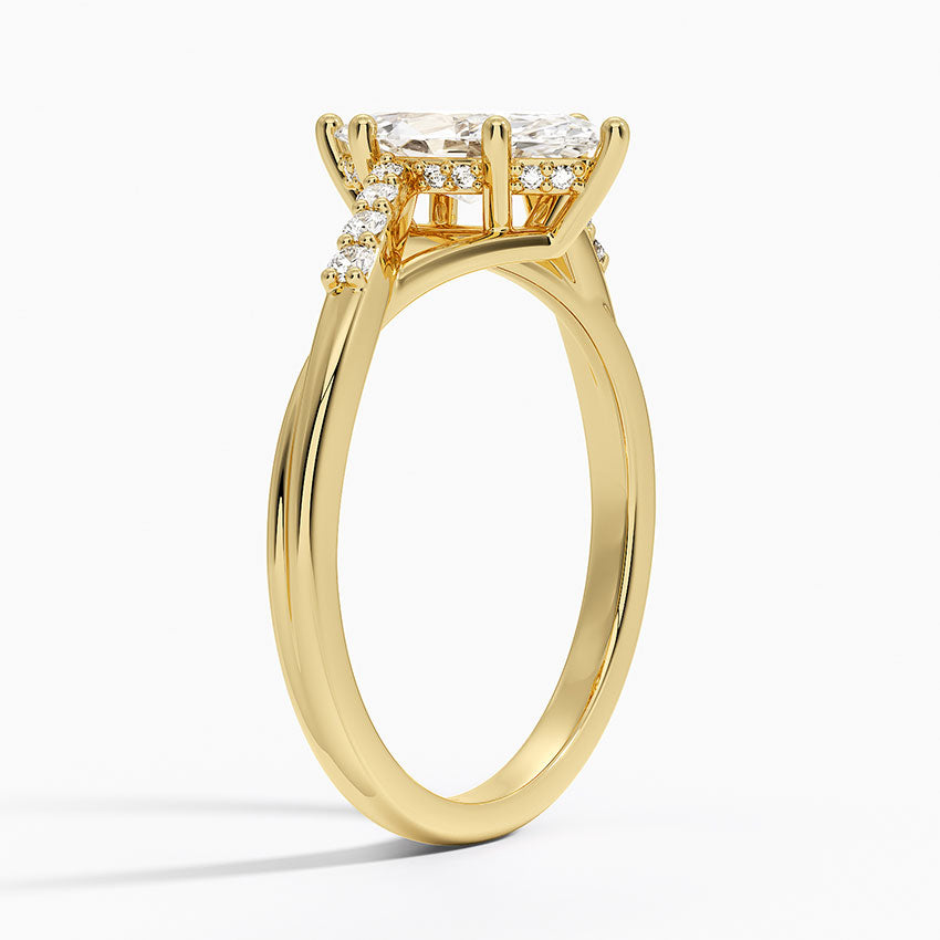 Chamise Hidden Halo Diamond Ring Yellow Gold 18k Marquise Engagement Ring