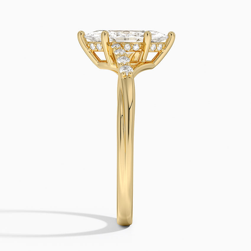 Chamise Hidden Halo Diamond Ring Yellow Gold 18k Marquise Engagement Ring