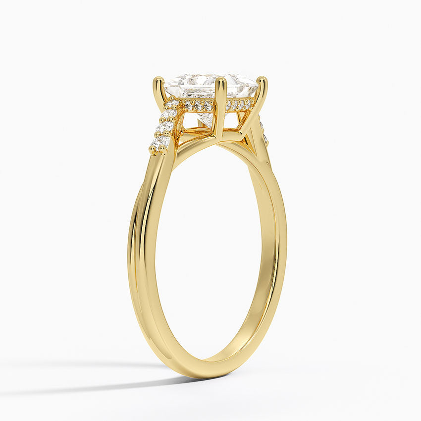 Chamise Hidden Halo Diamond Ring Yellow Gold 18k Princess Engagement Ring