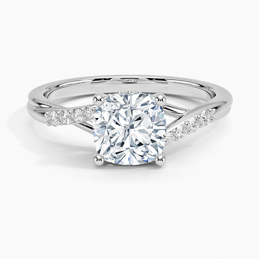 Chamise Hidden Halo Diamond Ring Platinum Cushion Engagement Ring