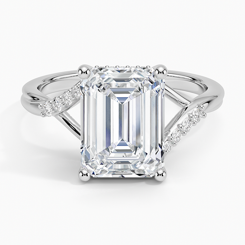 Chamise Hidden Halo Diamond Ring Platinum Emerald Engagement Ring