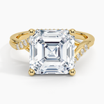 Chamise Hidden Halo Diamond Ring Yellow Gold 18k Asscher Engagement Ring