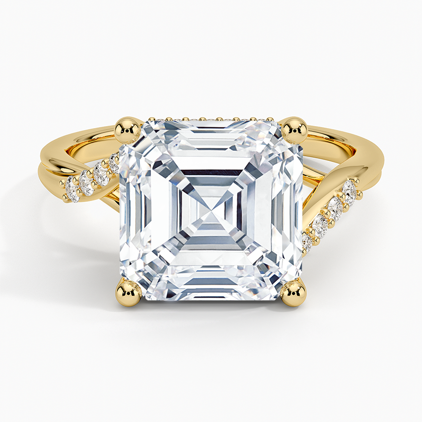 Chamise Hidden Halo Diamond Ring Yellow Gold 18k Asscher Engagement Ring