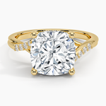 Chamise Hidden Halo Diamond Ring Yellow Gold 18k Cushion Engagement Ring