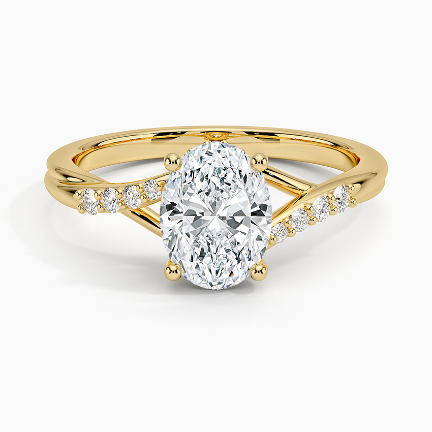 Chamise Hidden Halo Diamond Ring Yellow Gold 18k Oval Engagement Ring