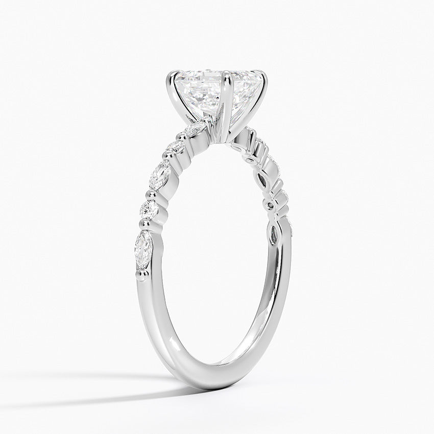 Delicate Versailles Diamond Ring Platinum Asscher Engagement Ring