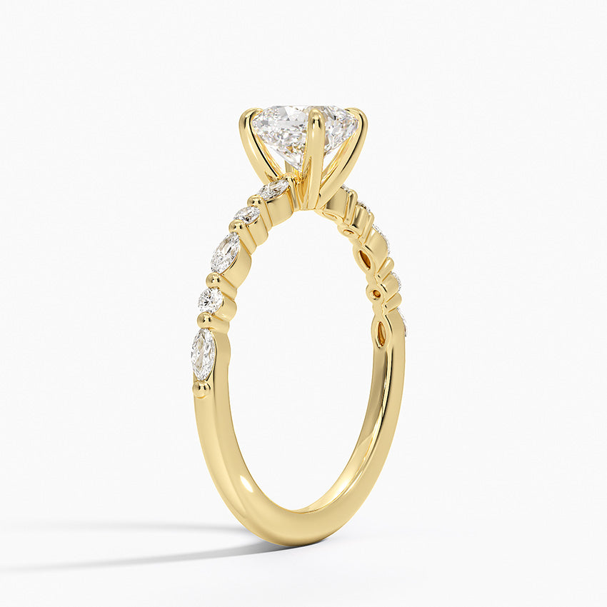 Delicate Versailles Diamond Ring Yellow Gold 18k Cushion Engagement Ring