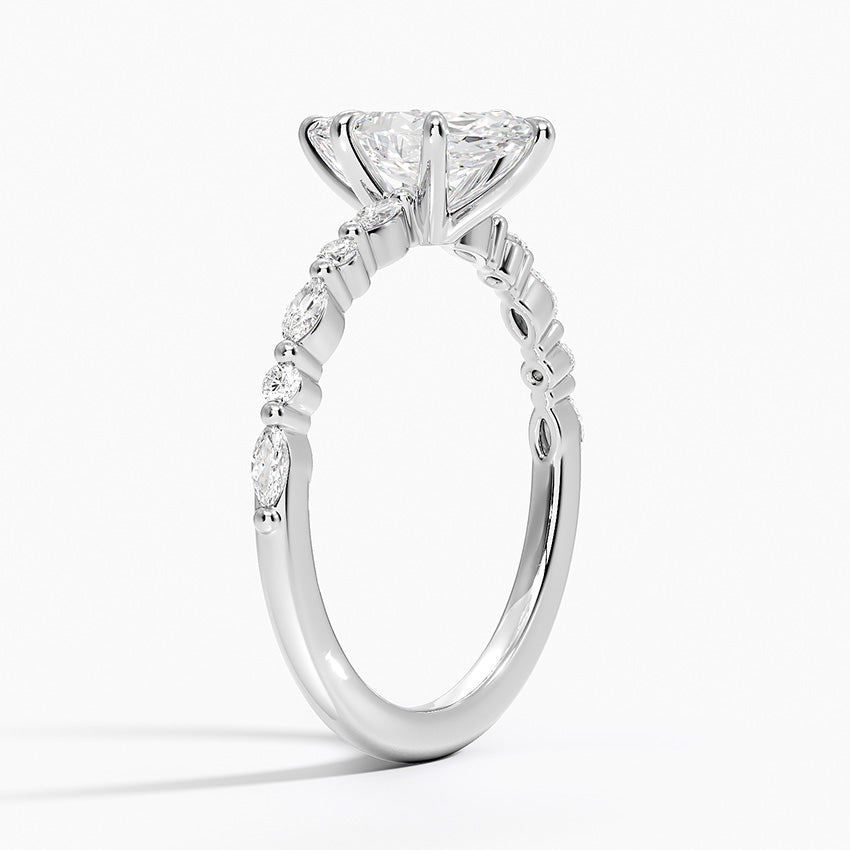 Delicate Versailles Diamond Ring Platinum Marquise Engagement Ring