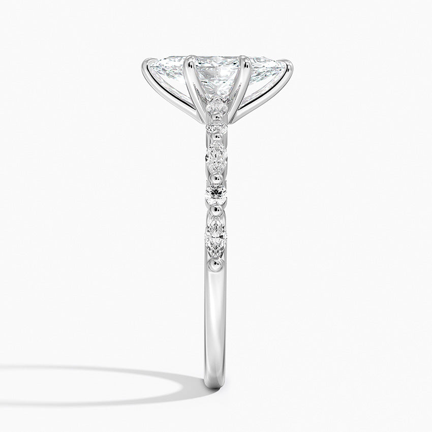 Delicate Versailles Diamond Ring Platinum Marquise Engagement Ring