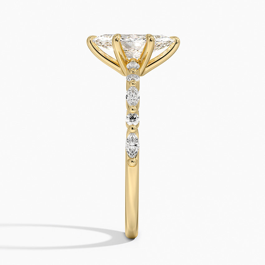 Delicate Versailles Diamond Ring Yellow Gold 18k Marquise Engagement Ring