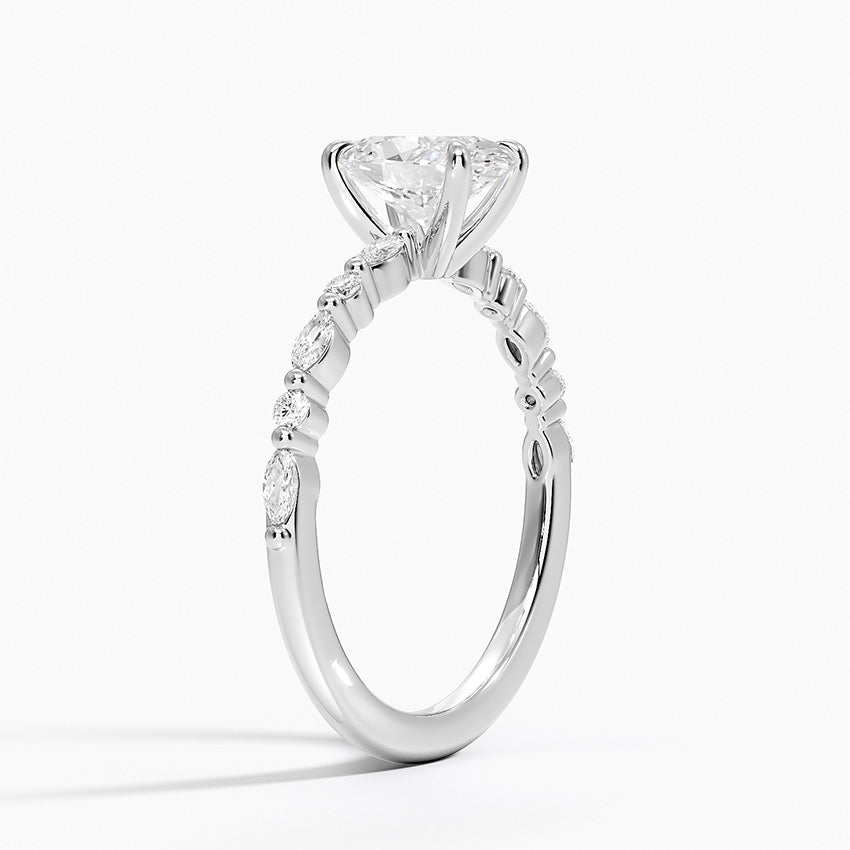 Delicate Versailles Diamond Ring Platinum Oval Engagement Ring