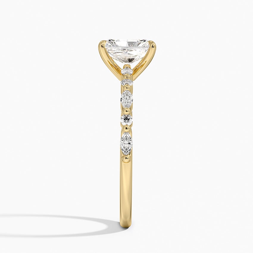Delicate Versailles Diamond Ring Yellow Gold 18k Radiant Engagement Ring