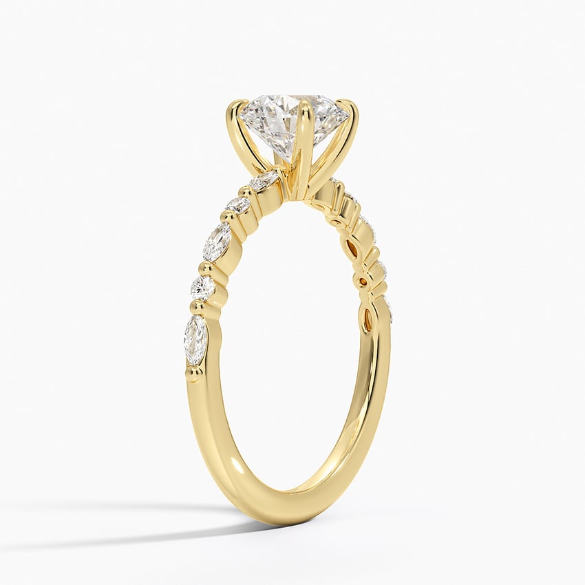 Delicate Versailles Diamond Ring Yellow Gold 18k Round Engagement Ring