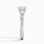 Adorned Petite Twisted Vine Three Stone Diamond Ring Platinum Asscher Engagement Ring