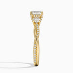 Adorned Petite Twisted Vine Three Stone Diamond Ring Yellow Gold 18k Asscher Engagement Ring