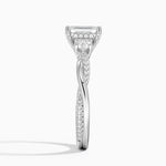 Adorned Petite Twisted Vine Three Stone Diamond Ring Platinum Emerald Engagement Ring