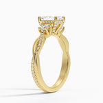 Adorned Petite Twisted Vine Three Stone Diamond Ring Yellow Gold 18k Emerald Engagement Ring