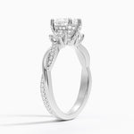 Adorned Petite Twisted Vine Three Stone Diamond Ring Platinum Heart Engagement Ring