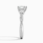 Adorned Petite Twisted Vine Three Stone Diamond Ring Platinum Heart Engagement Ring