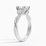 Adorned Petite Twisted Vine Three Stone Diamond Ring Platinum Marquise Engagement Ring