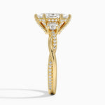 Adorned Petite Twisted Vine Three Stone Diamond Ring Yellow Gold 18k Marquise Engagement Ring