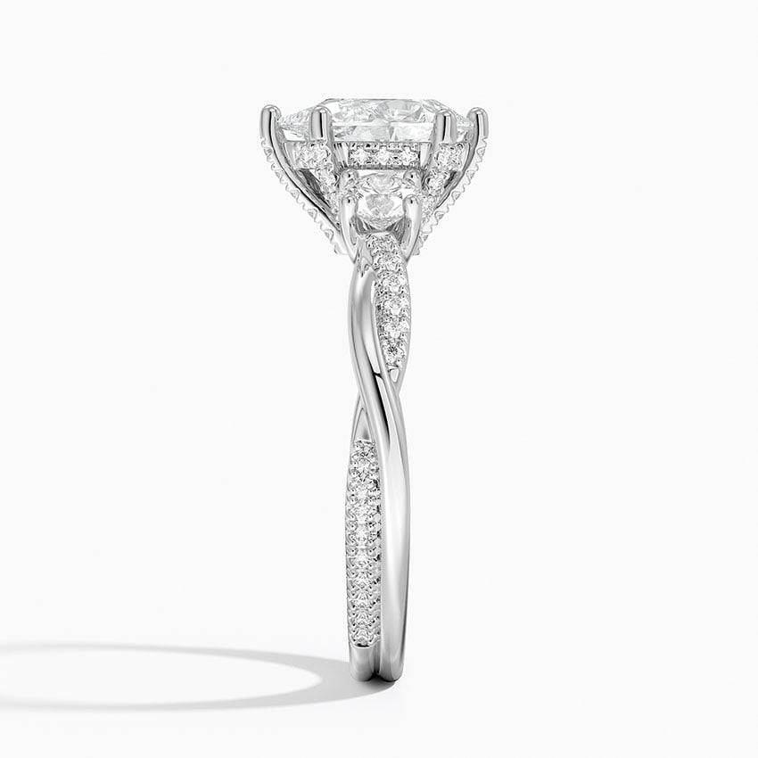 Adorned Petite Twisted Vine Three Stone Diamond Ring Platinum Pear Engagement Ring