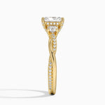 Adorned Petite Twisted Vine Three Stone Diamond Ring Yellow Gold 18k Radiant Engagement Ring