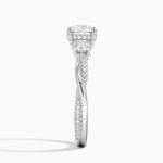 Adorned Petite Twisted Vine Three Stone Diamond Ring Platinum Round Engagement Ring