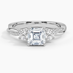 Adorned Petite Twisted Vine Three Stone Diamond Ring Platinum Asscher Engagement Ring