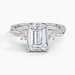 Adorned Petite Twisted Vine Three Stone Diamond Ring Platinum Emerald Engagement Ring