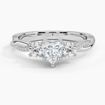 Adorned Petite Twisted Vine Three Stone Diamond Ring Platinum Heart Engagement Ring