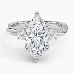 Adorned Petite Twisted Vine Three Stone Diamond Ring Platinum Marquise Engagement Ring