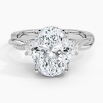 Adorned Petite Twisted Vine Three Stone Diamond Ring Platinum Oval Engagement Ring
