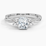 Adorned Petite Twisted Vine Three Stone Diamond Ring Platinum Radiant Engagement Ring