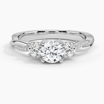Adorned Petite Twisted Vine Three Stone Diamond Ring Platinum Round Engagement Ring