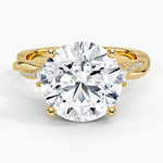 Adorned Petite Twisted Vine Three Stone Diamond Ring Yellow Gold 18k Round Engagement Ring