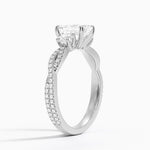 Luxe Three Stone Petite Twisted Vine Diamond Ring Platinum Emerald Engagement Ring