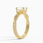 Luxe Three Stone Petite Twisted Vine Diamond Ring Yellow Gold 18k Emerald Engagement Ring