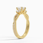 Luxe Three Stone Petite Twisted Vine Diamond Ring Yellow Gold 18k Heart Engagement Ring