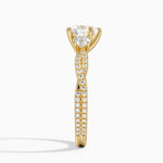 Luxe Three Stone Petite Twisted Vine Diamond Ring Yellow Gold 18k Heart Engagement Ring